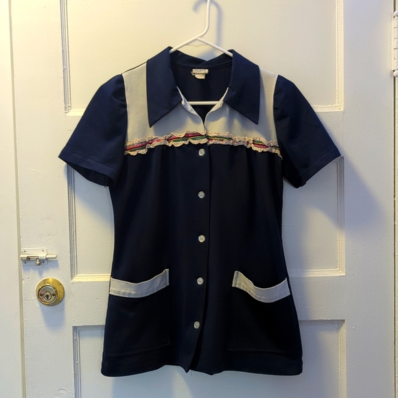 nancy laine Tops - Nancy Laine Vintage polyester blouse 1970's